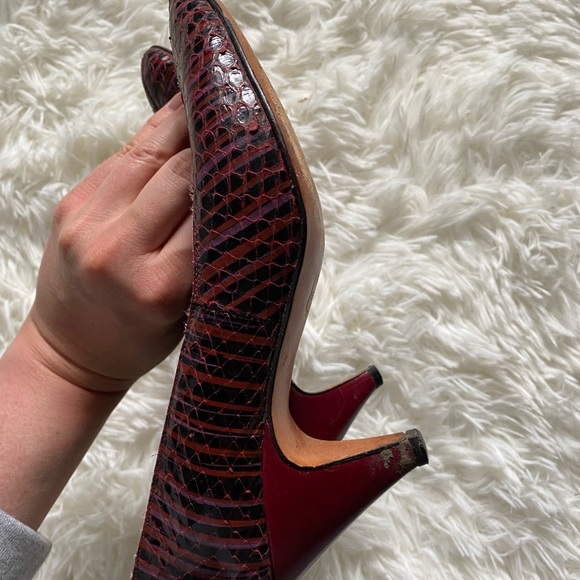 Vintage 80s Leather Patterned Thomas Wallace Heels - Size 6.5 - Picture 8 of 8